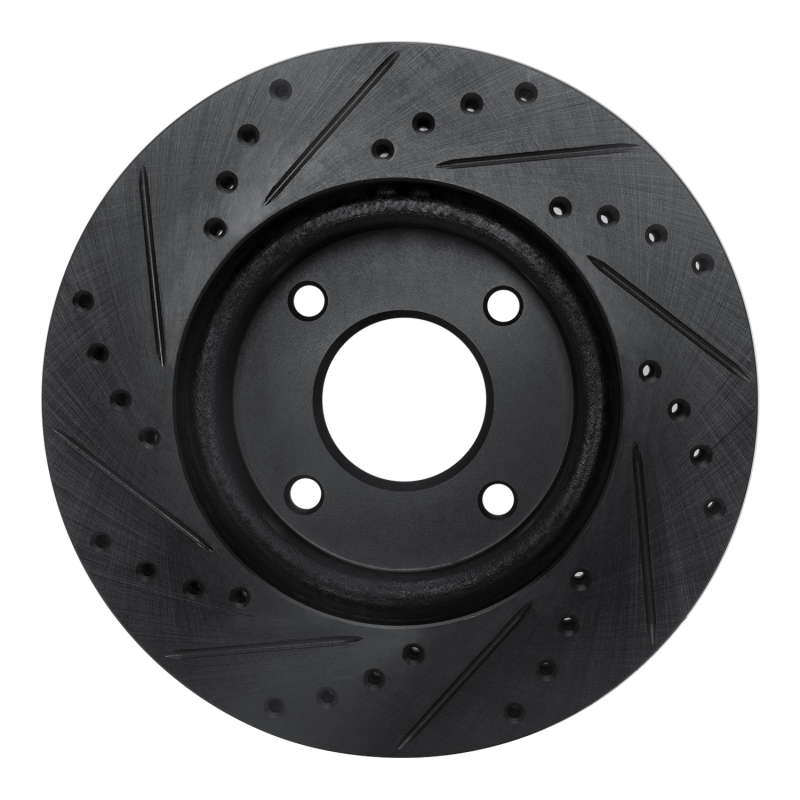 Nissan Cube Brake Rotor (1) - Front Right - R1 Concepts - Drilled & Slotted - Black - `07-`14